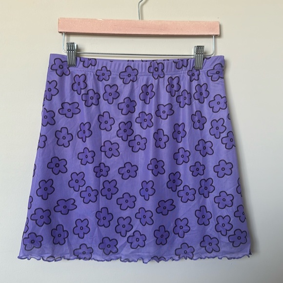 Purple floral mesh mini skirt - Picture 3 of 5
